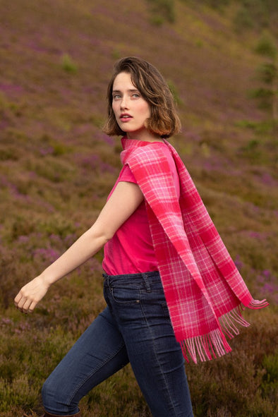 Lambswool Bunny - Pink and Blue Tartan