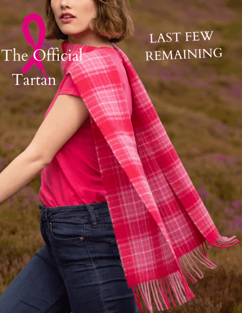 Pink & Blue Tartan Lambswool Scarf