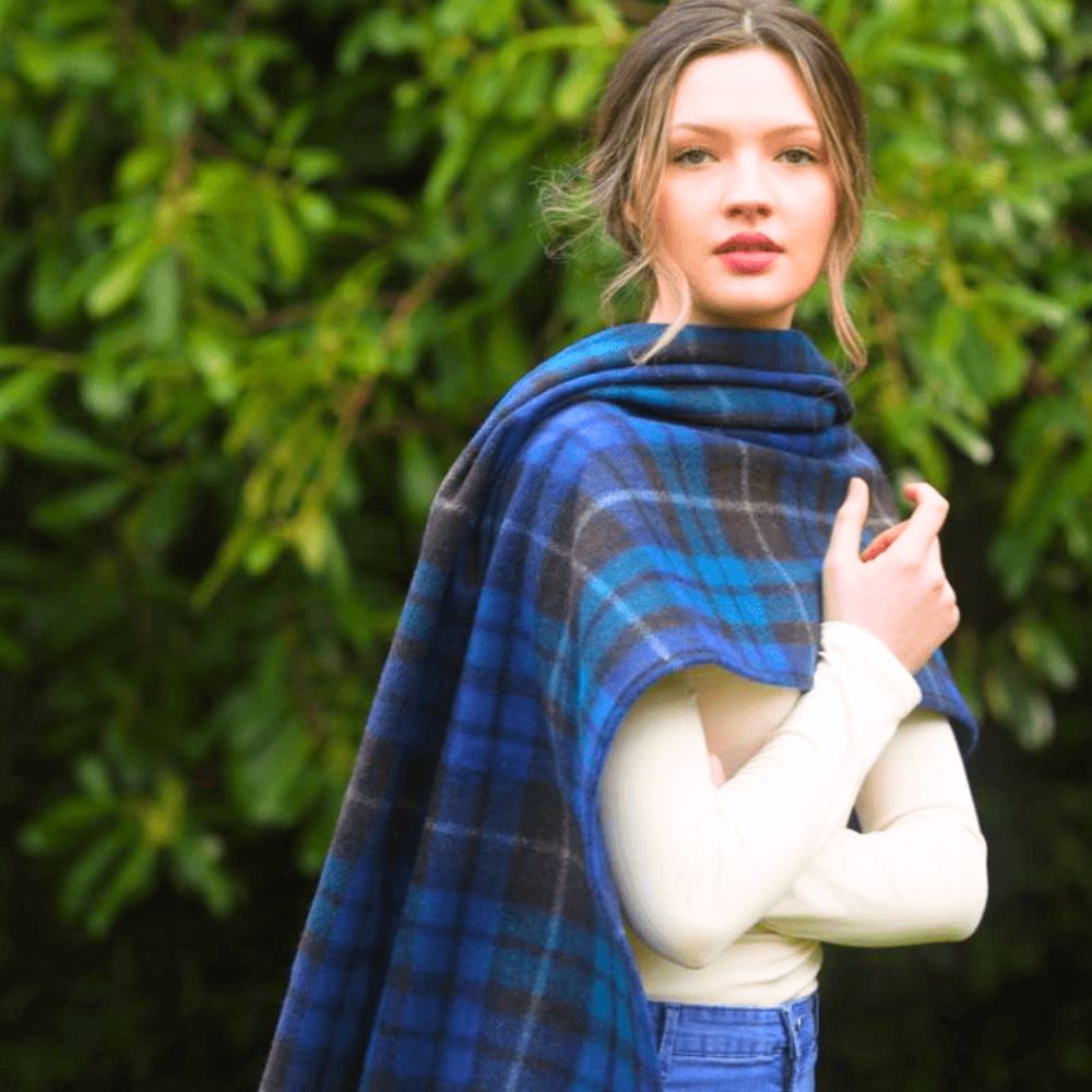 Buchanan Blue Tartan Wrap Authentic Tartan One Size Unisex Clan Great Scot Extra Warmth