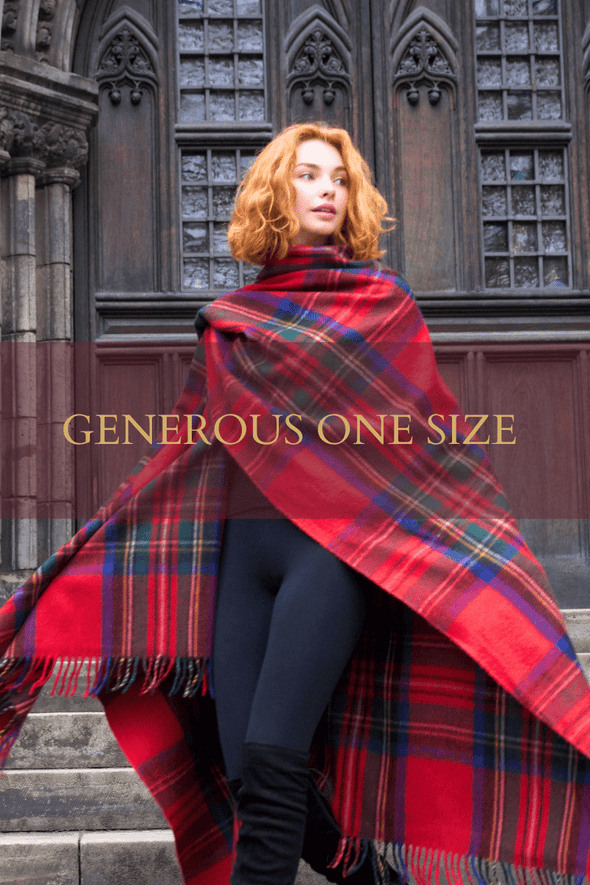 Great Scot Highander Ruana In Royal Stewart Tartan photo shoot Edinburgh Scotland Authenticity Matters