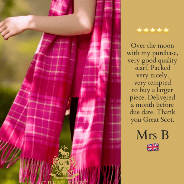 Fine Lambswool Scarf (Curaidh - The Official Pink Ribbon Tartan)