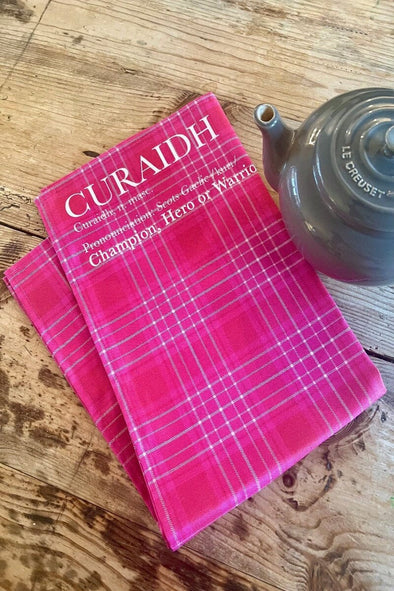 Luxury Tea Towel | Organic Cotton (Curaidh - The Official Pink Ribbon Tartan)