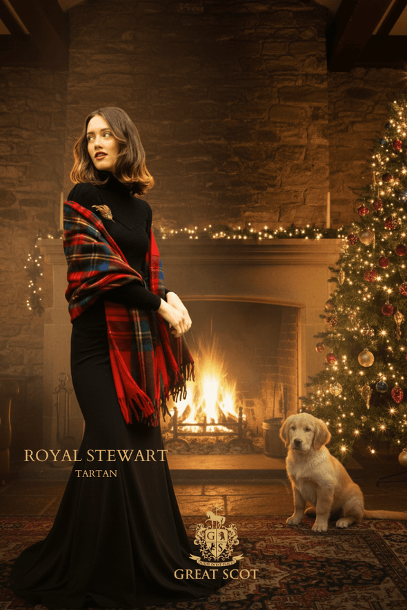 Luxury Oversized Scarf (Stewart, Royal) | Extra Warmth