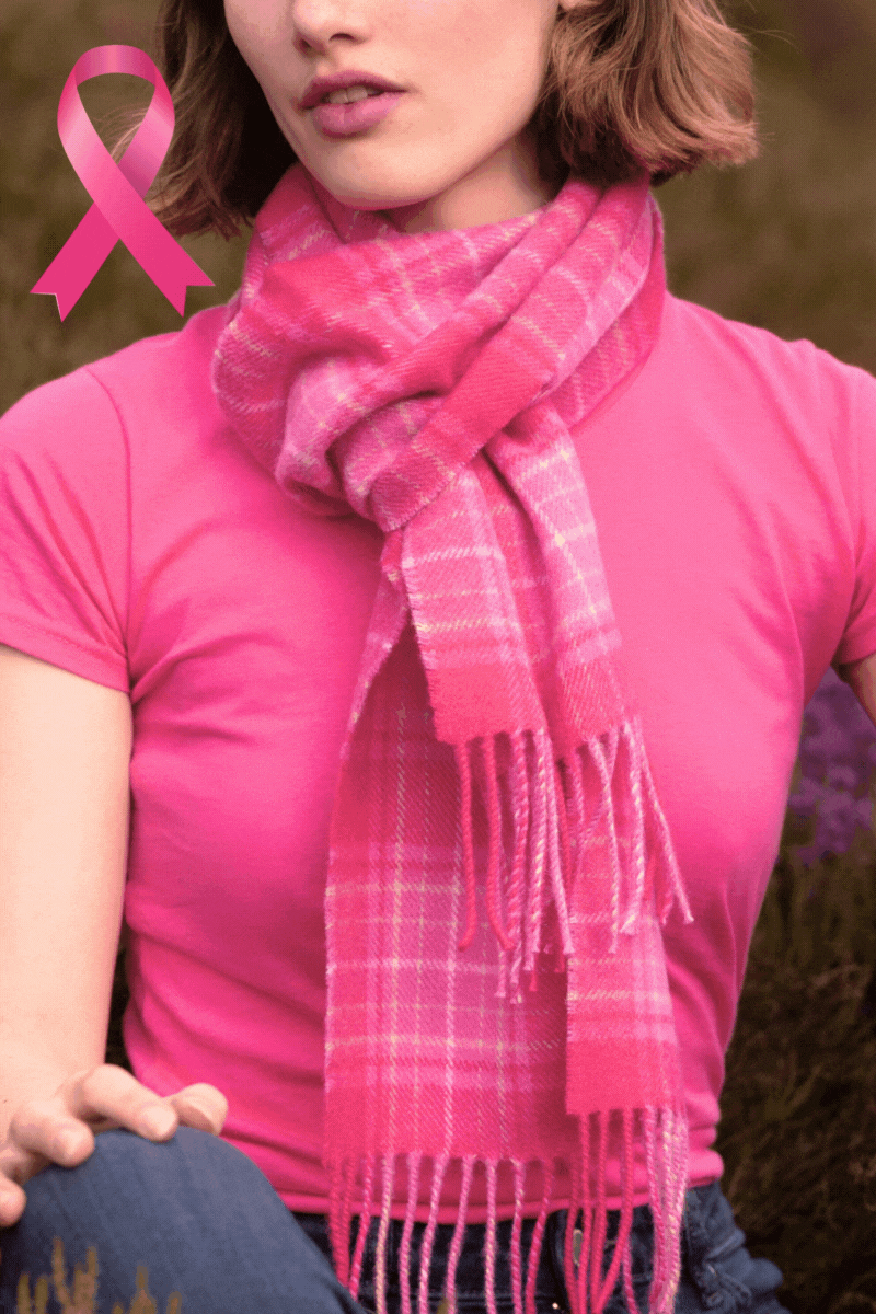 Curaidh Pink Ribbon Tartan Scarf Scotland Great Scot Breast Cancer Charity