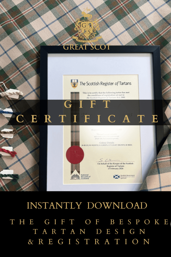 GIFT CERTIFICATE Design Service | Your Tartan Design with CAD Registration & Yarn Samples