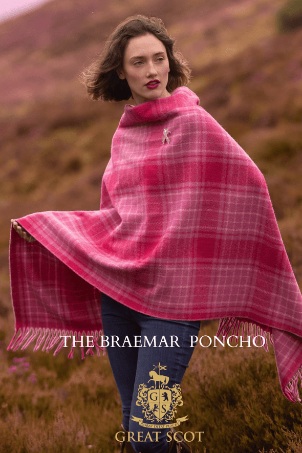 Tartan Poncho (Curaidh - The Official Pink Ribbon Tartan) | Extra Warmth