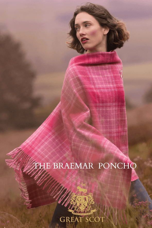 Tartan Poncho (Curaidh - The Official Pink Ribbon Tartan) | Extra Warmth