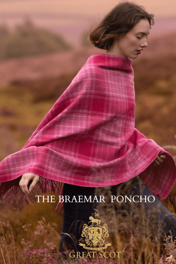 Tartan Poncho (Curaidh - The Official Pink Ribbon Tartan) | Extra Warmth