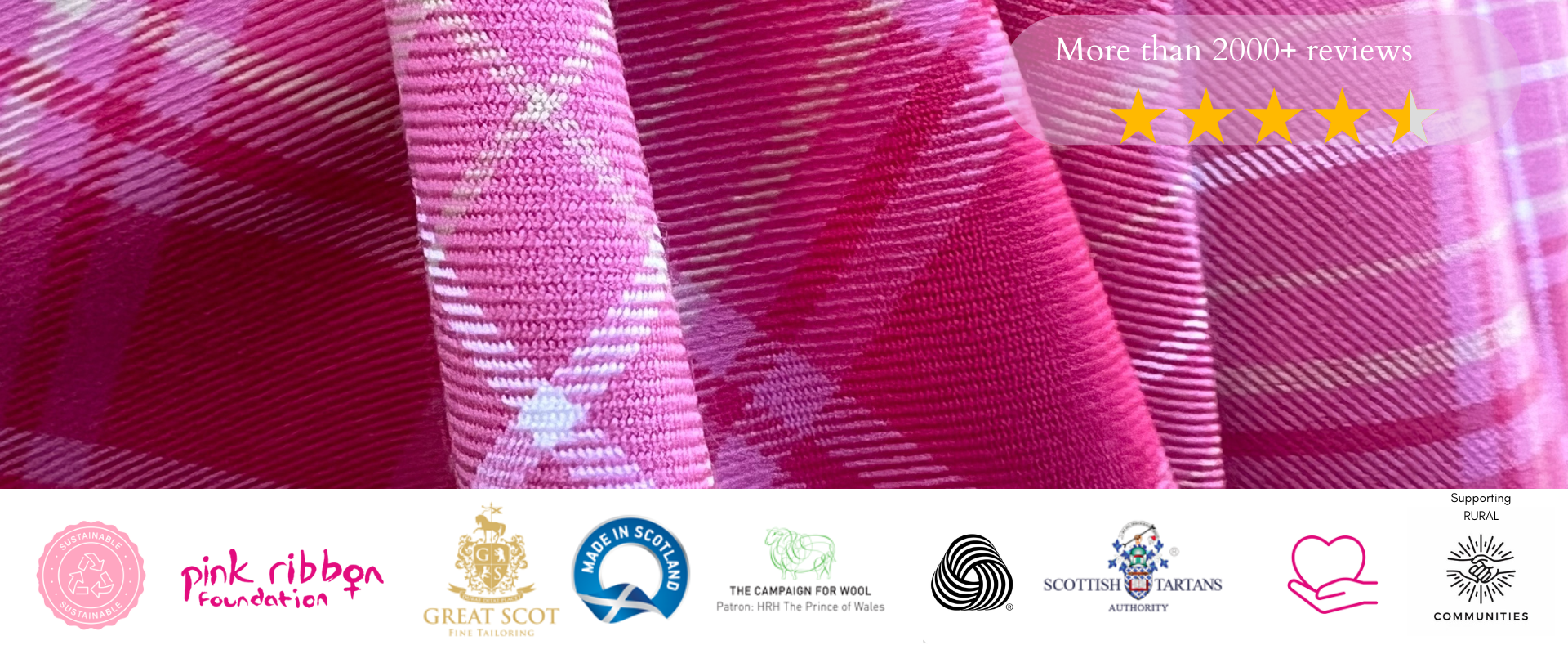 Pink Ribbon Breast Cancer Tartan Fund Raising Official Great Scot Scotland Scarf Gifts