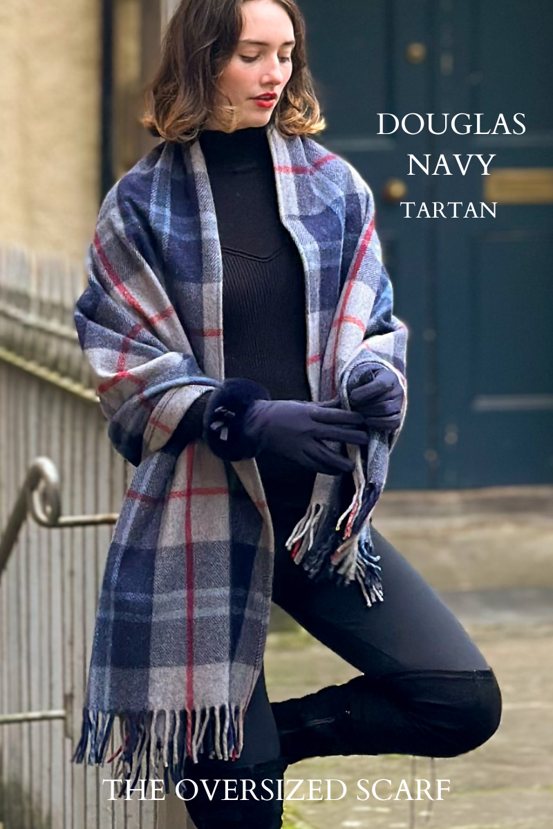 Luxury Authentic Tartan Blue Douglas Ancient heritage scotland scottish woven one size oversized