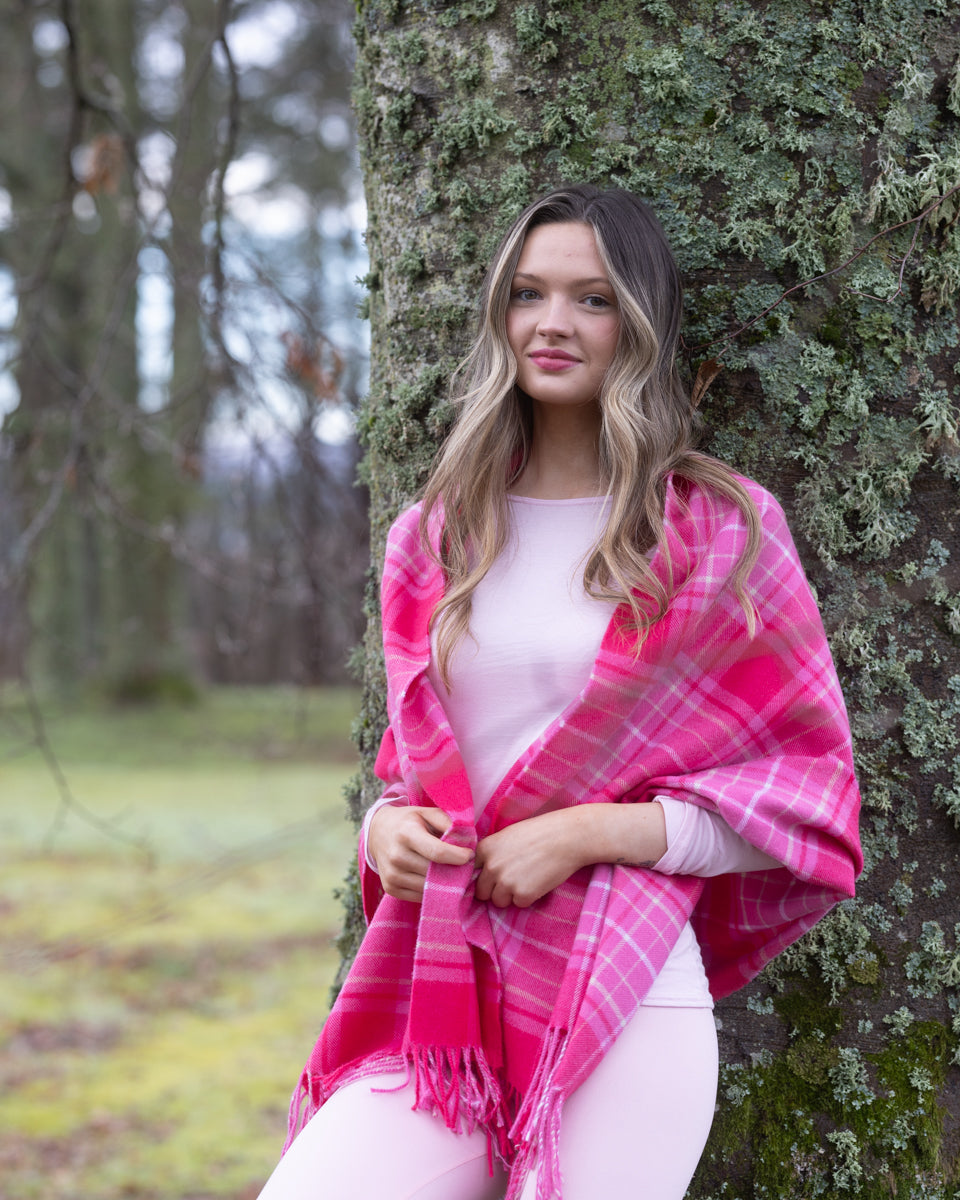 Oversized Scarf Pink Ribbon Breast Cancer Tartan Fund Raising Official Great Scot Scotland Scarf Gifts