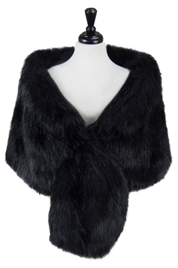 SAMPLE Luxury Faux Fur Full Evening Stole (Raven Black)
