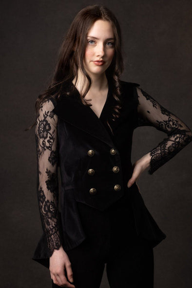 SAMPLE Lady Mary Waistcoat (Luxury Velvet - Jet Black)