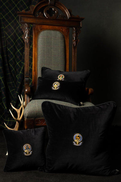 Luxury Heraldic Velvet & Tartan Cushion (Non-wool tartans)