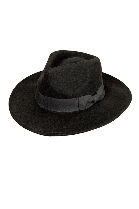 Lady's Black Wool Felt Western Style Hat